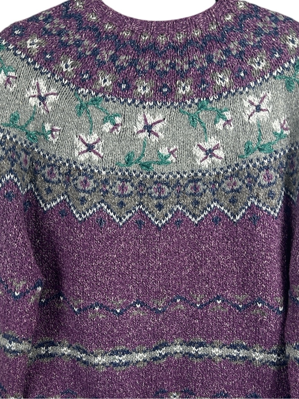 Northern Isles Vintage Purple Fair Isle Zip-Up Women's Sweater Size L - Picture 9 of 10